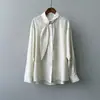 Bufanda Cuello Estilo Coreano Camisa Manga Larga Mujer Otoño Ropa de Mujer Diseño Nicho Top Manga Larga Sentido de Atmósfera Oficina Holgado