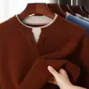 Engrosado Nuevo Otoño e Invierno Engrosado Simple Holgado Suéter Básico Suéter Cardigan de Manga Larga para Hombre Cuello Redondo