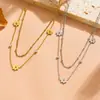 Acero Inoxidable Vacío Electrochapado Flor Joyería Margarita Pequeña Chapada en Oro de 18K Crisantemo Versátil Gama Alta No se Desvanece Collar para Mujeres