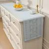 Funda de Tela Blanca de Encaje Moderno con Borlas para Mueble de TV Toalla para Sofá Mantel para Mesa de Comedor Mantel para Mesa de Café Cubierta Decorativa para Zapatero