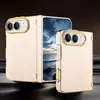 Adecuado para funda de teléfono Apple Duo, cuero con patrón de rejilla electrochapado con bisagra de resorte, funda protectora para pantalla plegable iPhone Duo