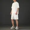 Novo Conjunto Esportivo Casual de Verão 2026 para Homens, Tecido Listrado 260g, Conjunto de Camiseta de Gola Redonda + Shorts