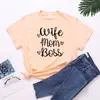 Día de la Madre Europeo y Americano Ropa de mujer de manga corta Esposa Mamá Comercio exterior Camiseta estampada para el Día de la Madre Hombres y mujeres Cuello redondo