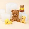 Mini Lindo Molde de Silicona de Oso Día de San Valentín Oso Acostado Oso de Peluche Vela Perfumada Yeso Piedra Difusora Adorno Molde