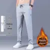 Calças Masculinas Outono e Inverno Novas Calças Casuais Estilo Coreano Tendência Perna Reta Perna Larga Veludo Plus Espessado Elástico Calças Esportivas