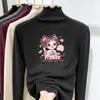 Otoño Invierno 2026 Camiseta Térmica de Felpa para Niña Cuello Medio Alto Manga Larga Capa Base Elegante Ropa Interior Cálida para Niños con Adorno de Volantes