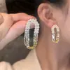 Pendientes de Cadena de Perlas Ovaladas con Diamantes, Pendientes Elegantes de Lujo Ligero, Accesorios para Pendientes con Pasador de Plata S925, Nuevos de Moda