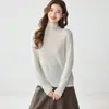 Suéter de Cashmere Puro Feminino Gola Alta Lantejoula Camada Interna Malha Quente Estiloso Casual Versátil Camada Base Tricô