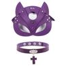 Parejas coqueteando orejas de zorro de cuero PU máscara divertida media cara antifaz collar de cuero con colgante de cruz más venta al por mayor