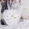 Almohada de anillo en forma de corazón de estilo europeo creativo anillo suministros de boda estilo occidental flores de boda hecho a mano caja de anillo de espuma de PE venta al por mayor