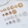 Fuerte retención de color oro de 14 quilates incrustado circonita redonda gota de agua geométrica porosa cuentas doble fila DIY hecho a mano accesorios de cuentas