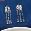 Pingente de Borla Dupla Felicidade em Prata de Lei S925 Pingente de Flor Folhas Velhas Retrô Pingente de Acessórios DIY