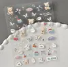 Pegatinas con Oso de Dibujos Animados en Relieve, Varios Diseños Mixtos, Pequeño Oso Blanco 3D con Auriculares, Pegatinas para Uñas DIY, Modelo Yl