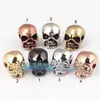 Accesorios de joyería DIY cuentas de hueso de calavera de fantasma hambriento microincrustadas cara corta brillante chapado en oro negro Oro Blanco