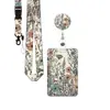Suporte de Identificação Artístico Floral Retrô para Venda por Atacado, Cordão de Segurança Destacável para Celular, Clipe de Porta-Crachá Retrátil