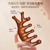 Peine de Masaje de Sándalo Terapia Capilar y Craneal Gua Sha Desbloqueo Meridianos Caída del Cabello Cuidado del Cabello Herramienta Natural de Masaje de Cinco Dedos