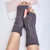 Luvas de Tricô Curtas Torcidas Novas para Outono e Inverno, Transfronteiriças, para Homens e Mulheres, Mangas de Punho Quentes e à Prova de Frio de Lã, Meio Dedo