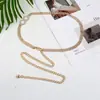 Corrente de Cintura de Metal Retro Personalizada Transfronteiriça para Mulheres com Prata Antiga Inlaid Estilo Étnico Corrente de Cintura para Vestido Ajustável