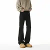 Calça Jeans Bootcut Preta Elástica para Homem Tendência de Outono Retro Americano Casual Lavada Solta Reta Perna Larga