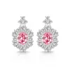 Brilho ao vivo venda quente brincos de imitação de gema colorida prata S925 brincos de tarraxa cor de ovo de pombo brincos de imitação de luxo formato de ovo Moissanite joias