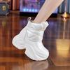Aumento de 8 cm Torre Sapatos Femininos 2024 Inverno Novo Forro de lã Botas de neve espessas Fundo grosso Casual All-match Sapatos de algodão quente