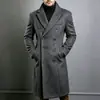 Casaco masculino de lã transfronteiriço, inverno espesso quente e estiloso, longo até o joelho, sobretudo de lã plus size, agasalho