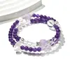 Pulsera Doble Círculo de Amatista Natural y Cuarzo Rutilado Amarillo, Jiuzi Lihuo, Popular en Douyin y Xiaohongshu, Pulsera al por Mayor para Mujer