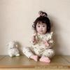 Ropa de otoño para bebé 2023 nuevo traje floral para estar en casa ropa de otoño para bebé estilo occidental pijama de manga larga conjunto de dos piezas