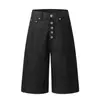 G60008 Shorts de Mezclilla Cortos de Moda Unisex Estilo Americano Color Mezclilla Cruda Cierre de Botones Diseño High Street Holgados para Hombre