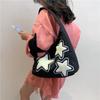 Bolsa de ombro tote de nylon com estrela de cinco pontas, nova para o inverno de 2023, feminina, de grande capacidade, casual, simples, bolsa de axila, bolsa feminina