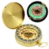 Brújula de Bolsillo Regalo de Cobre Puro Color Dorado Exquisita para Acampar al Aire Libre Brújula Plegable de Metal para Cinturón Luminosa G50