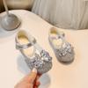 Sapatos de Princesa com Strass para Meninas 2025 Primavera e Outono Novos Sapatos Casuais da Moda Infantil para Crianças Grandes Estilo Coreano Mais Fáceis de Combinar Sapatos de Cristal