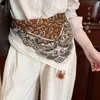Bufanda multipropósito~ Bufanda de seda estampada con flecos de algodón y lino vintage para mujer, bufanda de cuello de alta gama, se puede usar sobre pantalones como bufanda de cintura