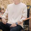 Camiseta de Manga Longa Pesada 100% Algodão para Homens 270g, Novo Estilo Primavera e Outono 2026, Camiseta Básica Juvenil, Corte Solto, Roupa para Usar por Baixo, Camisa de Outono para Homens