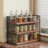 Estante de especias para cocina, organizador multifuncional de condimentos para encimera, almacenamiento doméstico de aceite, sal, salsa y vinagre, organizador de utensilios de cocina