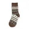 Meias de terry femininas espessas quentes de cano médio outono e inverno estilo étnico meias de chão para dormir meias longas de inverno retrô