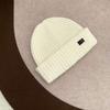 Gorro nuevo de estilo coreano para otoño e invierno, tejido de lana con etiqueta y letras para mujer, gorro cálido de invierno para estudiante, gorro de punto con cabeza grande