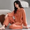 310G Algodão de Ar Outono e Inverno Feminino Espessado Quente Algodão Puro Camisola em Camadas Estilo Cardigan para Mães de Meia-Idade Roupa de Casa