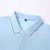 Suave y fácil de secar Jinammonia alta elasticidad seda de hielo gris hierro oscuro grupo fábrica negocio manga corta dos colores solapa lateral camisa POLO