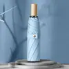Punto Personalizado Plegable Tres Veces 8 Varillas Mango Simple de Madera Maciza Vinilo Sombrilla Parasol Nuevo Paraguas Logo Paraguas