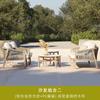 Balcón exterior de madera maciza, sofá de teca, mesa y silla de cuerda, patio, jardín, ocio, villa personalizada, terraza, silla de ratán para ocio.