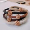Nueva cuerda para coleta color curry de leche, temperamento, bola de cristal y diamante, banda elástica alta, cuerda para atar de mujer, anillo que no daña el pelo