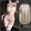 Lingerie Sexy Biquíni Três Peças Feminino Tanga de Pérolas Sutiã Conjunto Paixão Liberação Rápida Lingerie Divertida