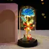 Flor de Rosa con Lámina de Oro en Cubierta de Cristal Muñeca Luminosa Flor Eterna Decoración para San Valentín, Navidad, Regalo para Novia o Esposa