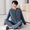 Pijama de hombre 2026 nuevo otoño algodón elástico manga larga talla grande conjunto de ropa para el hogar