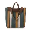 Bolsa de Lona para o Dia a Dia, Estilo Coreano de Nicho Artístico, Estilo Preguiçoso, Bolsa de Mão Feminina de Grande Capacidade, Bolsa Transversal Simples Listrada para Mulheres