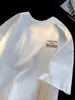 Camiseta de Verano para Hombre de Manga Corta, Peso Pesado, Cuello Redondo, Estampada, Nueva Marca de Moda Ins, Versátil, Holgada, Casual, de Media Manga