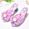Zapatillas rosas y azules de Elsa de Frozen para niñas, tacones altos para niñas pequeñas, ropa de casa de verano, zapatos de princesa para niños