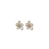 Nuevos Pendientes de Flor de Cinco Pétalos con Circonita, Pendientes de Pétalos Personalizados, Pendientes de Flor Exagerados con Aguja de Plata de Alta Gama al por Mayor