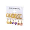 Conjunto de brincos de pérola borboleta transfronteiriços combinação brincos geométricos de metal exagerados europeus e americanos brincos de personalidade da moda para mulheres